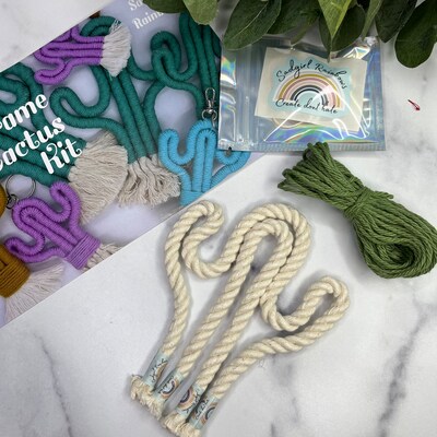 DIY SMALL Macrame Cactus Craft Kit Yarn Rope Wall Hanging Kit, Adult Craft Kits, DIY Crafts, Plants, Kid and Teen Craft Kit - image2